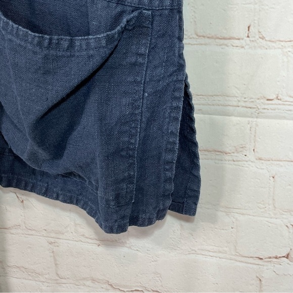 Rose Parks Top Womens 3 Blue Tunic Shirt Vest Linen Button Up Hi Low Pockets - Picture 6 of 11